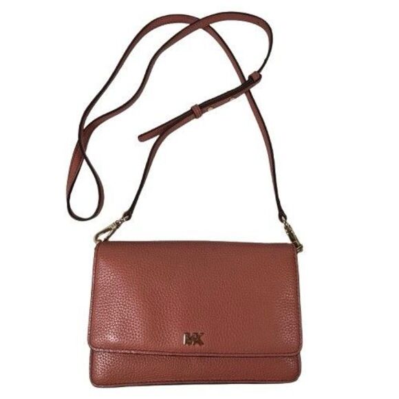 Michael Kors Mott Phone Wallet Crossbody Bag Sunset Peach Pink Pebble Leather - Picture 7 of 16